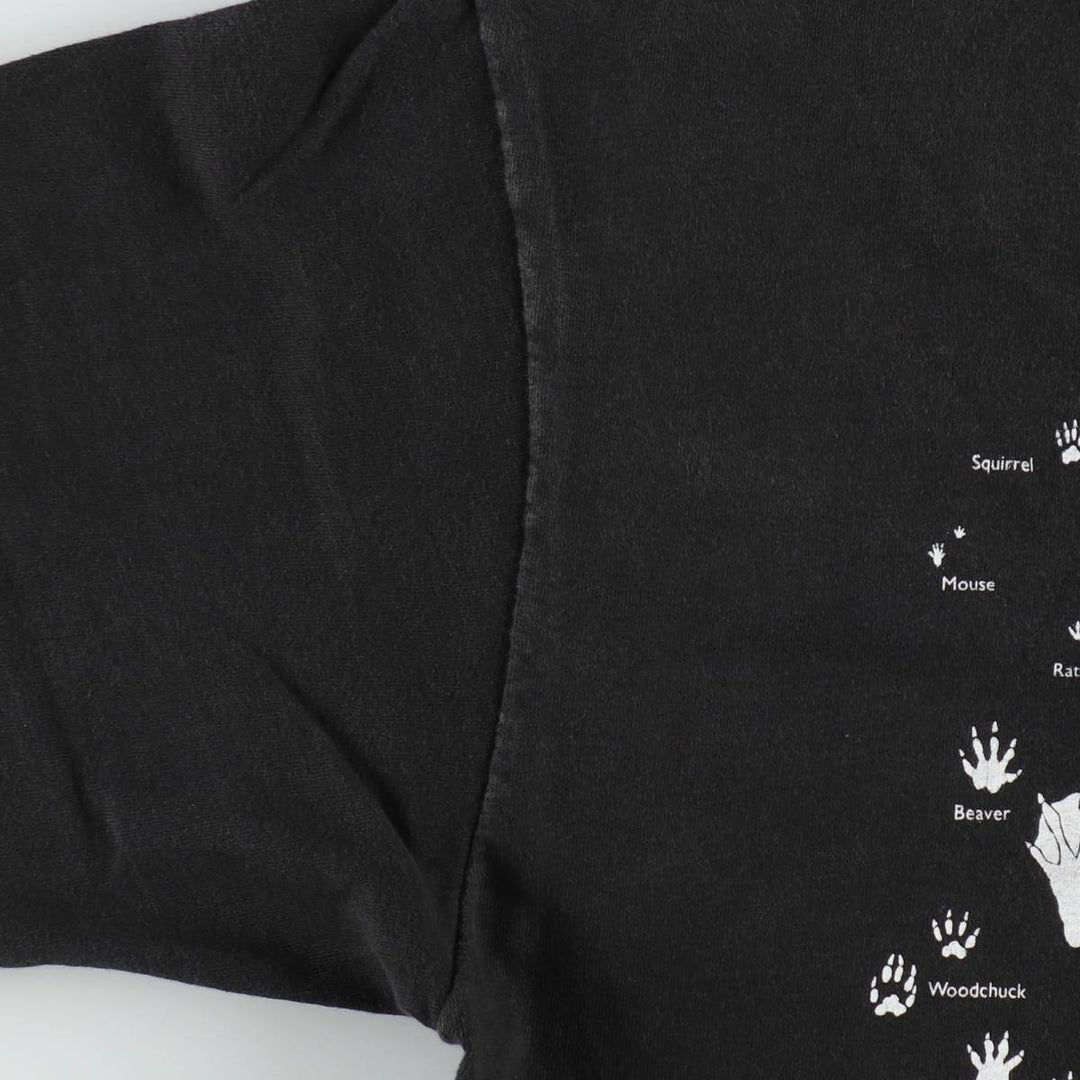 90'S Hanes BEEFY-T Printed T-shirt, Made in USA, Men's L size, Vintage cotton black type Vintage Second Hand