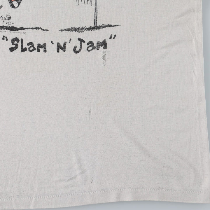 80s-90'S T-shirts Plus Character Print T-shirt, Made in USA, Men's Size M (approx.), Vintage cotton pale white type Vintage Second Hand