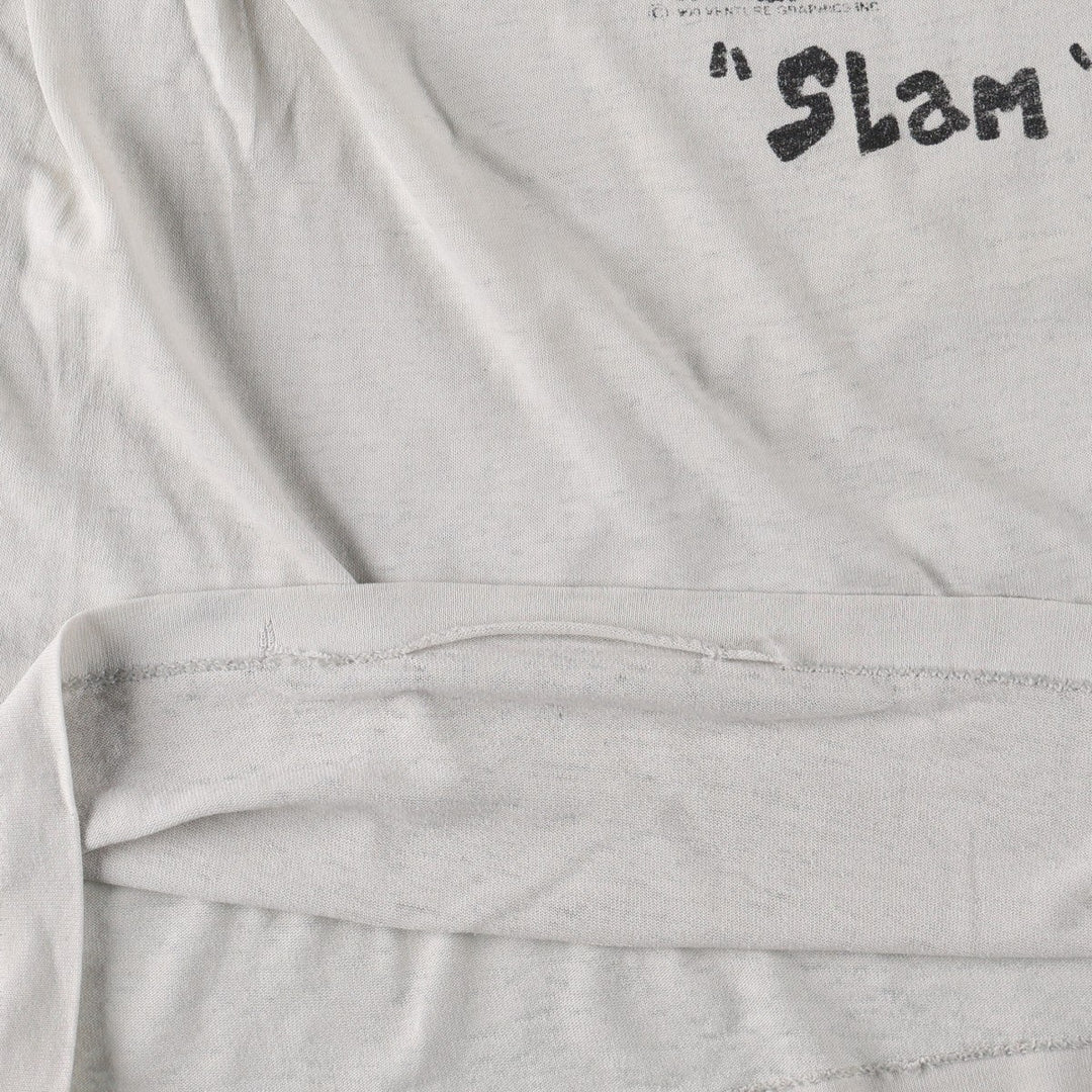 80s-90'S T-shirts Plus Character Print T-shirt, Made in USA, Men's Size M (approx.), Vintage cotton pale white type Vintage Second Hand