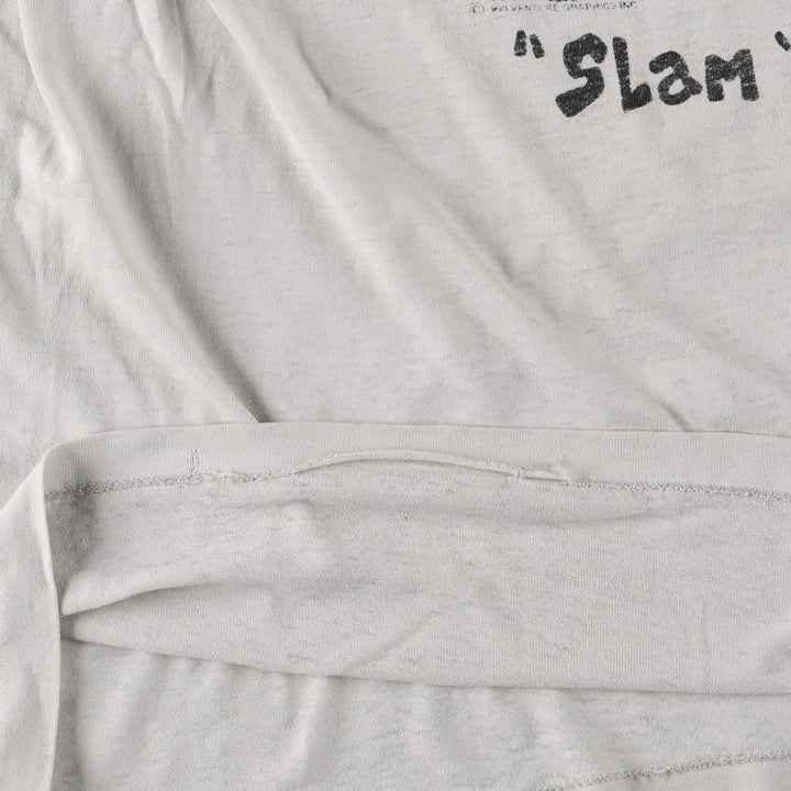 80s-90'S T-shirts Plus Character Print T-shirt, Made in USA, Men's Size M (approx.), Vintage cotton pale white type Vintage Second Hand