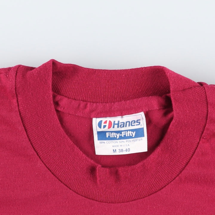80'S Hanes Fifty-Fifty Blue Tag Smile Print T-Shirt, Made in USA, Men's Size M (approx.), Vintage cotton wine-red Vintage Second Hand