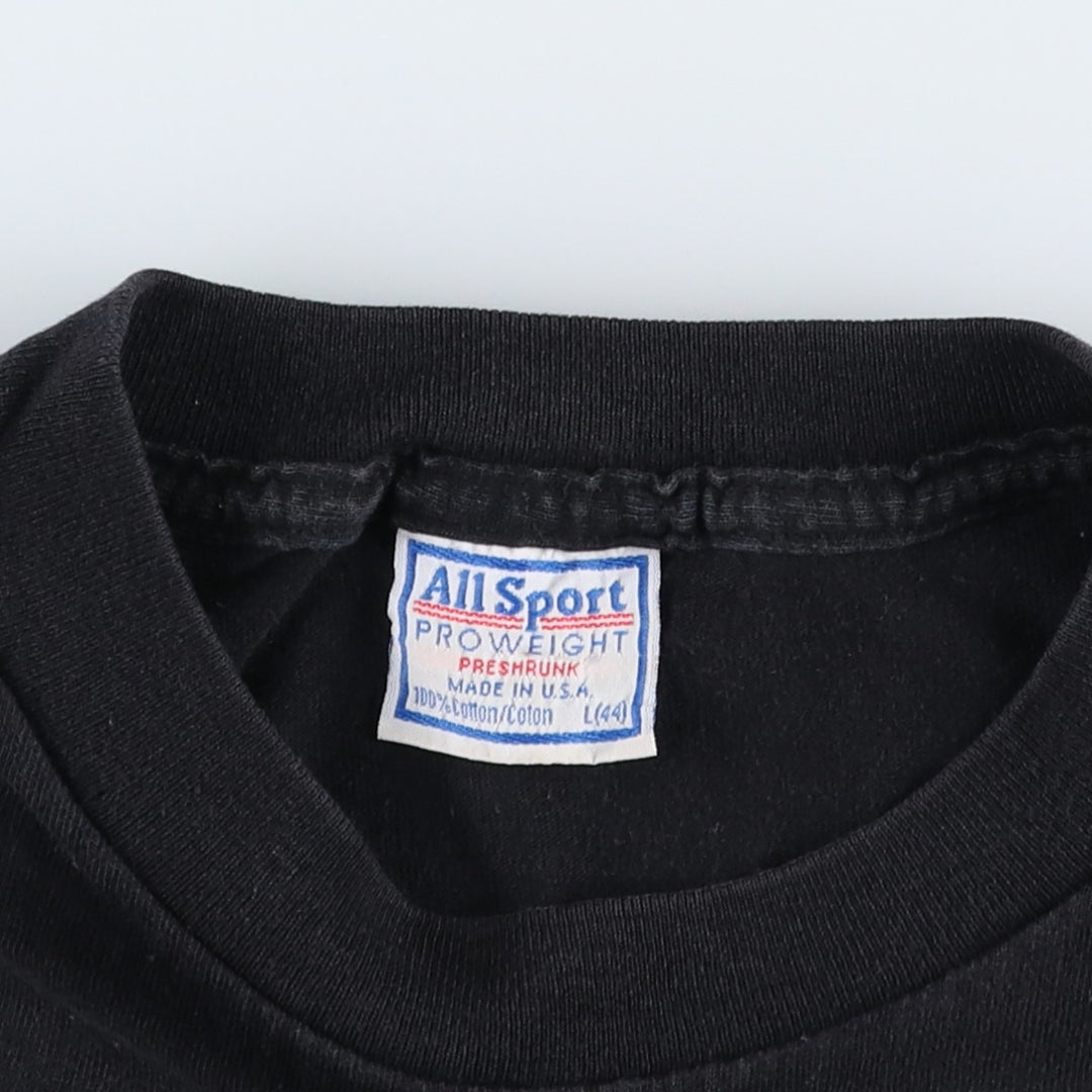 90'S All Sport LOVE THE LORD YOUR GOD Print T-Shirt, Made in USA, Men's Size L (approx.), Vintage cotton black type Vintage Second Hand