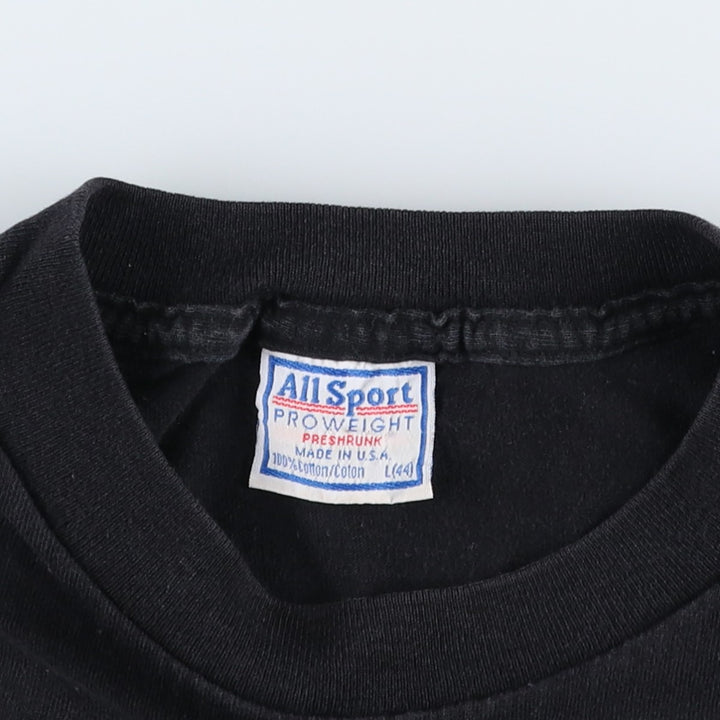 90'S All Sport LOVE THE LORD YOUR GOD Print T-Shirt, Made in USA, Men's Size L (approx.), Vintage cotton black type Vintage Second Hand