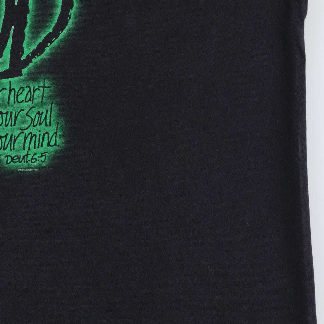 90'S All Sport LOVE THE LORD YOUR GOD Print T-Shirt, Made in USA, Men's Size L (approx.), Vintage cotton black type Vintage Second Hand