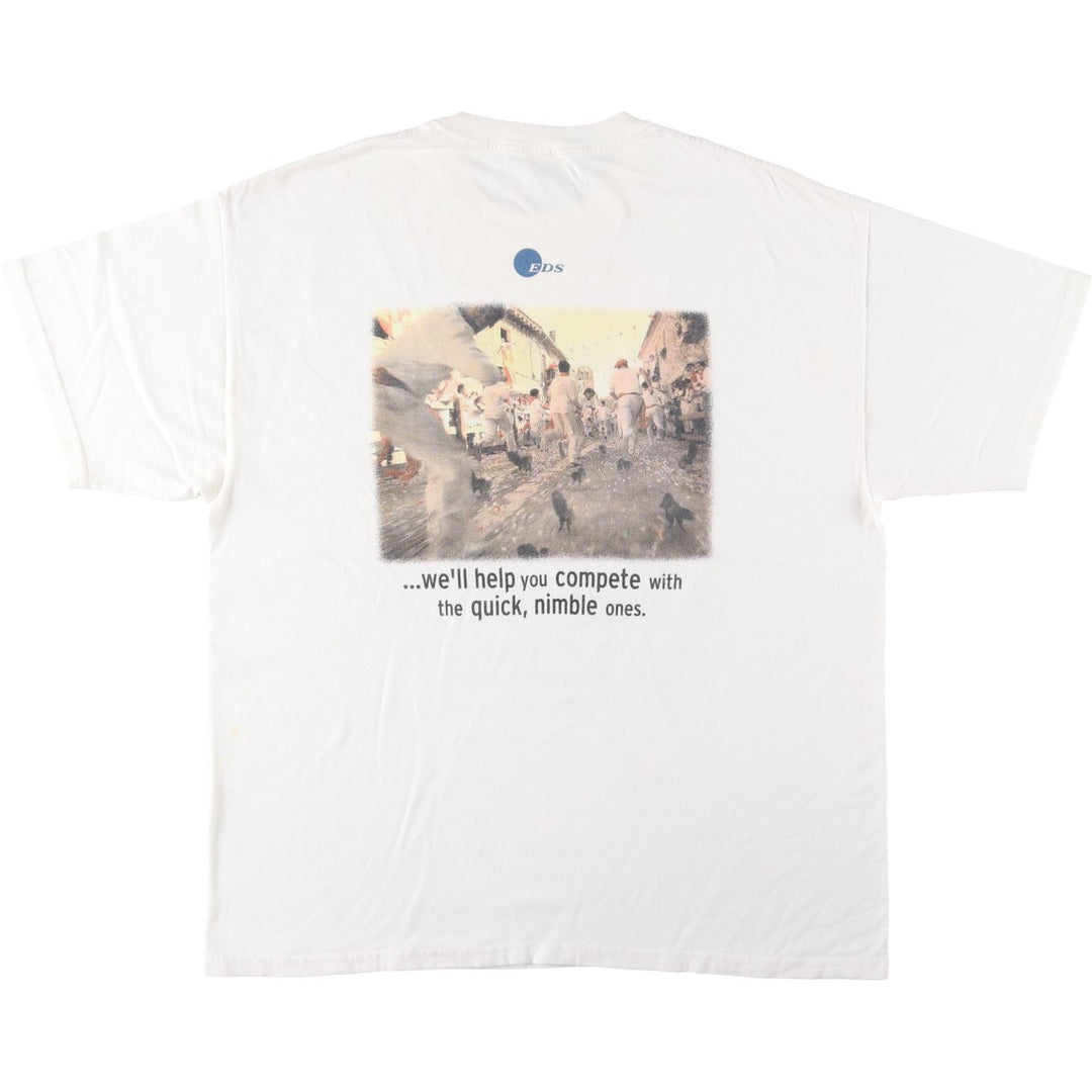 2000'S Hanes Bull Running Festival Photo T-Shirt, Men's XL (approx.) cotton white type Vintage Second Hand