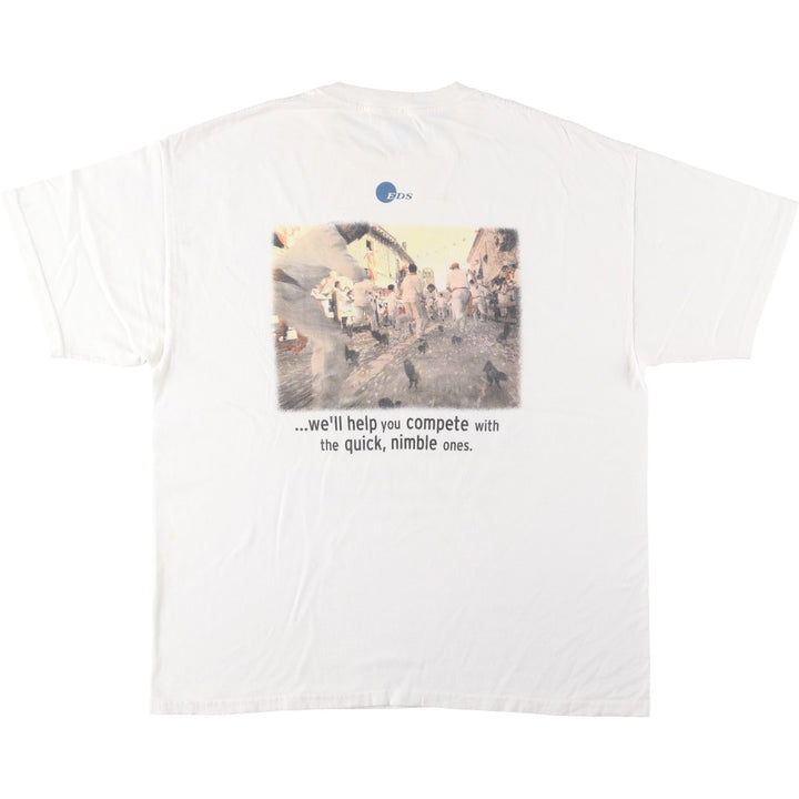 2000'S Hanes Bull Running Festival Photo T-Shirt, Men's XL (approx.) cotton white type Vintage Second Hand