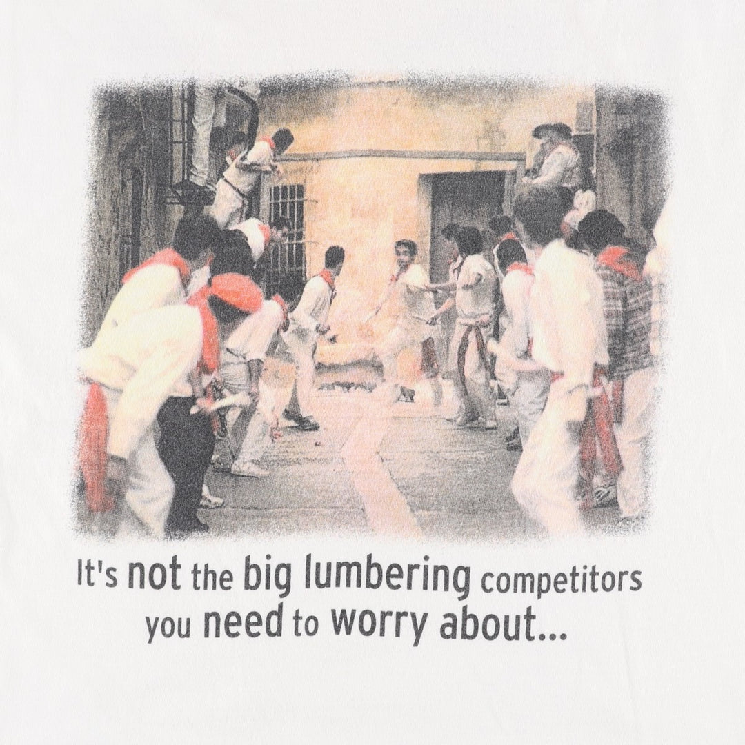 2000'S Hanes Bull Running Festival Photo T-Shirt, Men's XL (approx.) cotton white type Vintage Second Hand