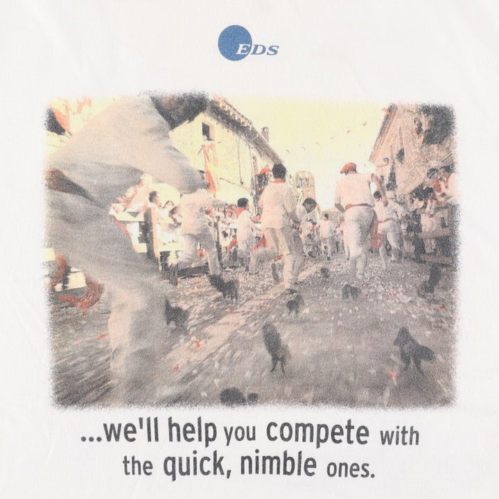 2000'S Hanes Bull Running Festival Photo T-Shirt, Men's XL (approx.) cotton white type Vintage Second Hand