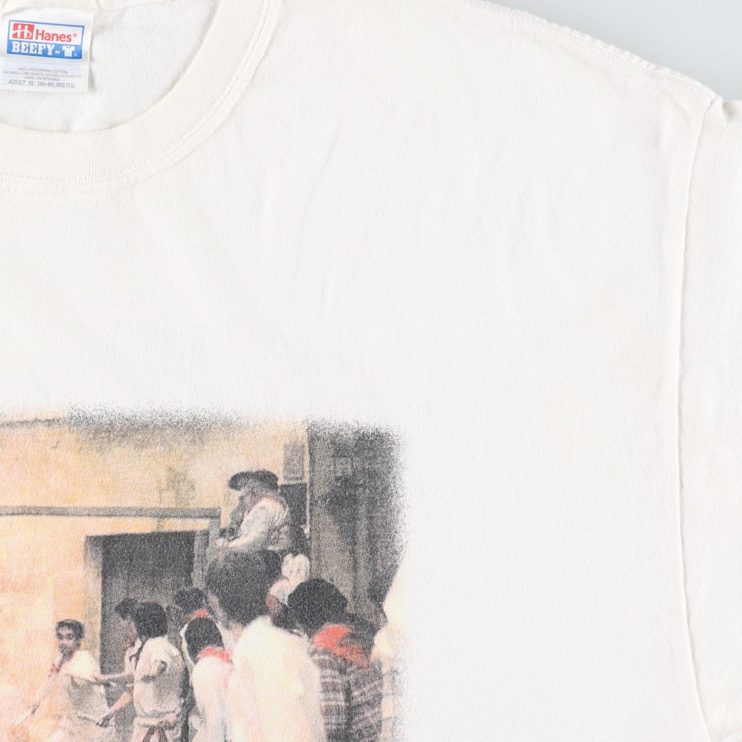 2000'S Hanes Bull Running Festival Photo T-Shirt, Men's XL (approx.) cotton white type Vintage Second Hand