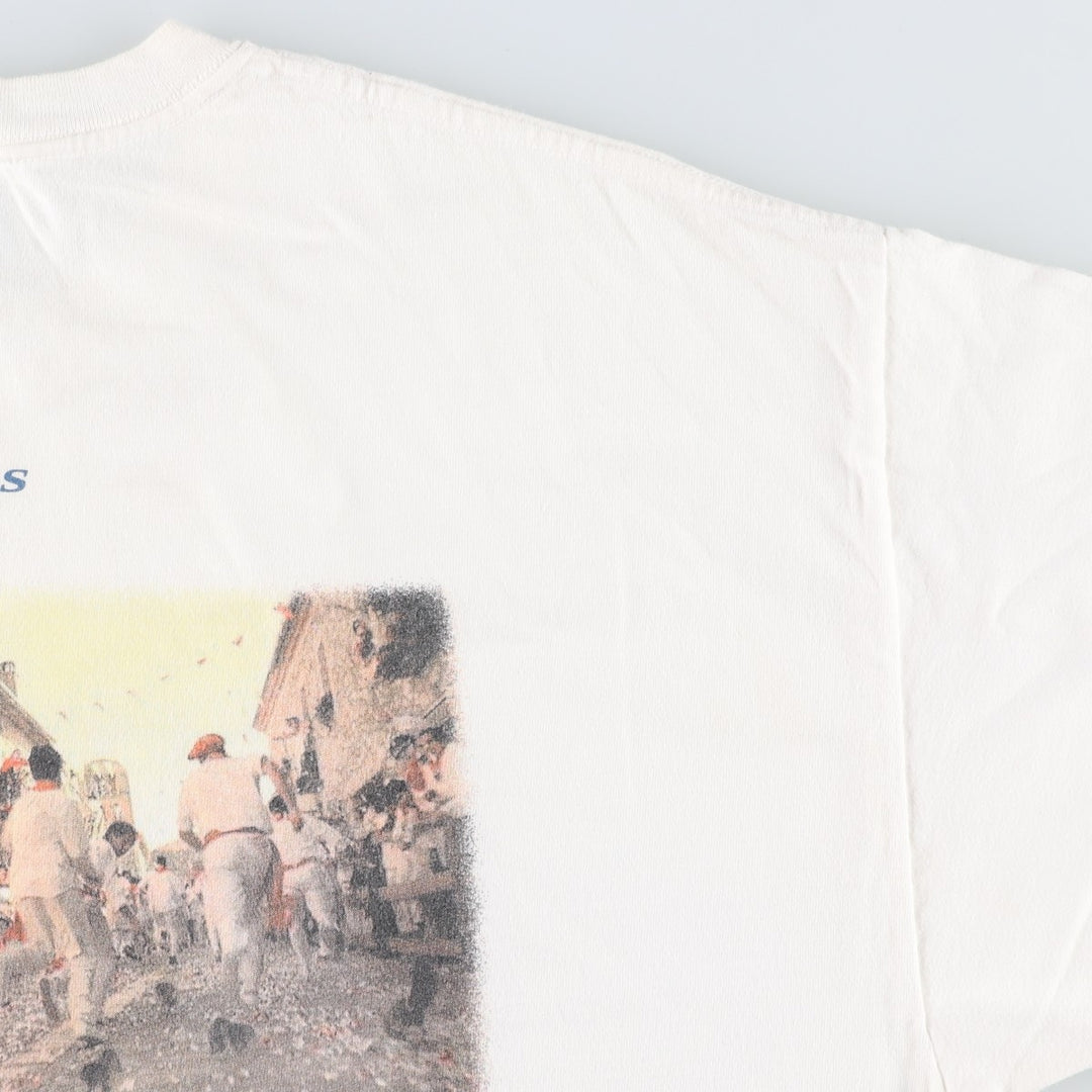 2000'S Hanes Bull Running Festival Photo T-Shirt, Men's XL (approx.) cotton white type Vintage Second Hand