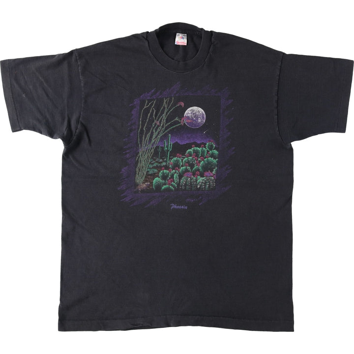 90'S Fruit of the Loom printed T-shirt, made in the USA, men's XL size, vintage cotton black type Vintage Second Hand