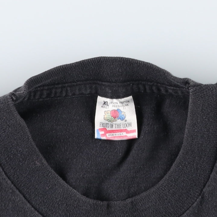 90'S Fruit of the Loom printed T-shirt, made in the USA, men's XL size, vintage cotton black type Vintage Second Hand