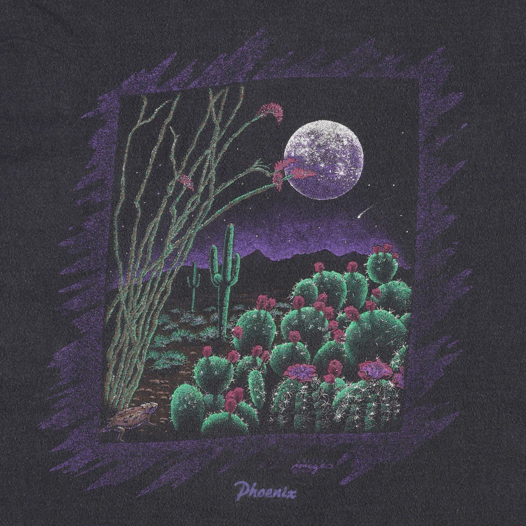 90'S Fruit of the Loom printed T-shirt, made in the USA, men's XL size, vintage cotton black type Vintage Second Hand