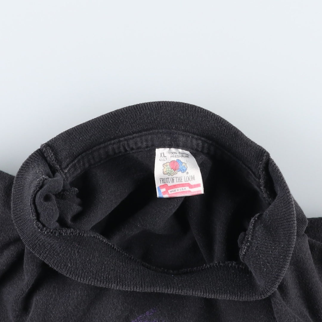 90'S Fruit of the Loom printed T-shirt, made in the USA, men's XL size, vintage cotton black type Vintage Second Hand
