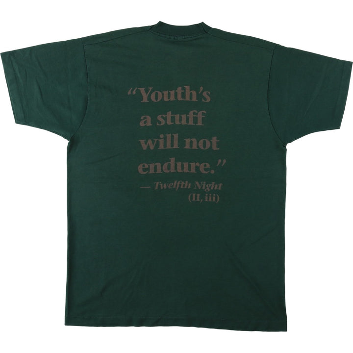 WILLIAM SHAKESPEARE Shakespeare Great Figure T-shirt, Men's Size L (approx.), Vintage cotton Green type dark green Vintage Second Hand