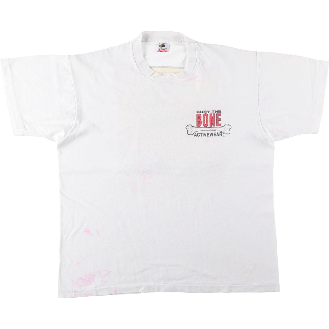 90'S Fruit of the Loom Bury the Bone erotic print t-shirt, made in USA, men's size XL equivalent, vintage. cotton white type Vintage Second Hand