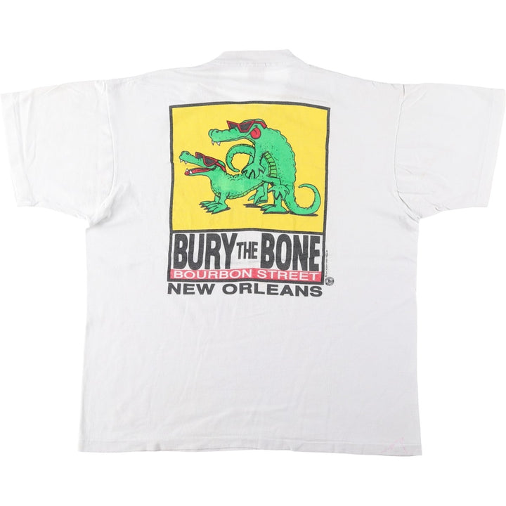 90'S Fruit of the Loom Bury the Bone erotic print t-shirt, made in USA, men's size XL equivalent, vintage. cotton white type Vintage Second Hand