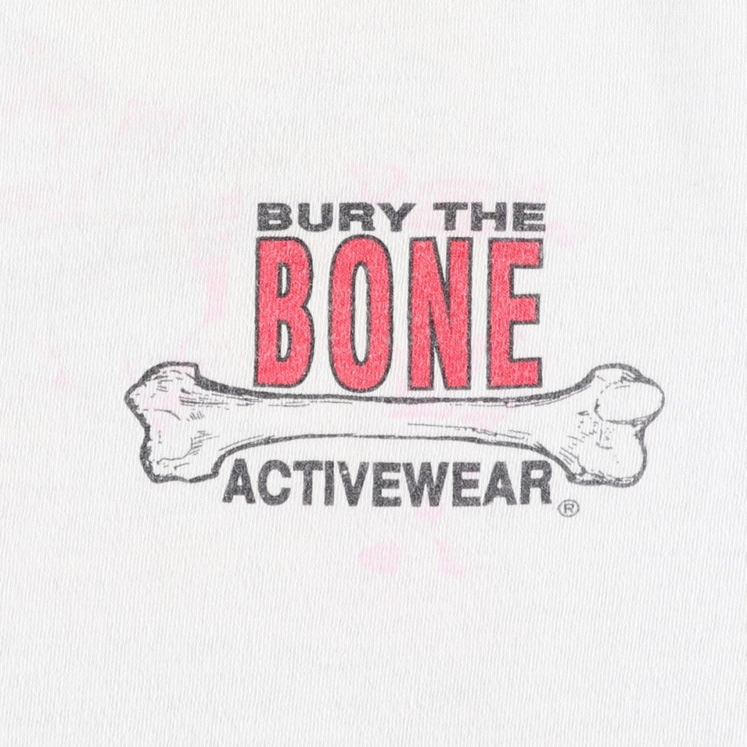 90'S Fruit of the Loom Bury the Bone erotic print t-shirt, made in USA, men's size XL equivalent, vintage. cotton white type Vintage Second Hand