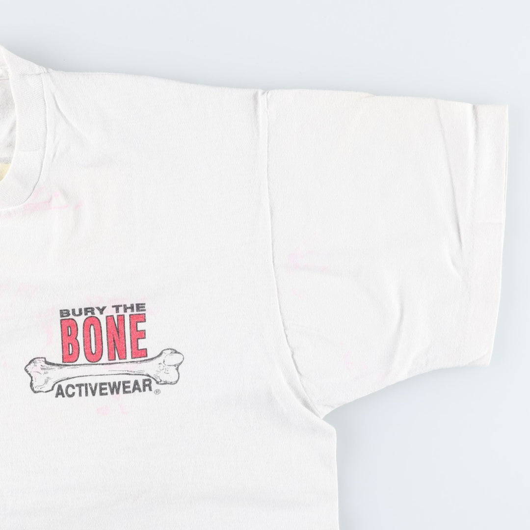 90'S Fruit of the Loom Bury the Bone erotic print t-shirt, made in USA, men's size XL equivalent, vintage. cotton white type Vintage Second Hand