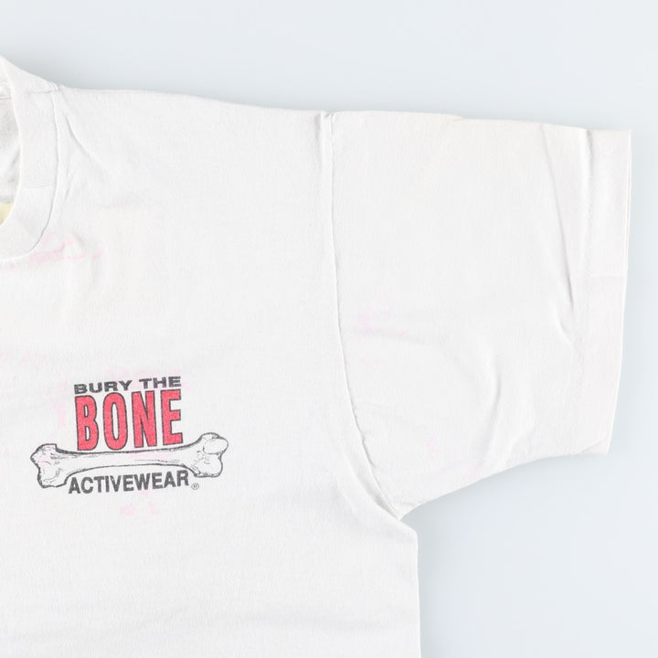 90'S Fruit of the Loom Bury the Bone erotic print t-shirt, made in USA, men's size XL equivalent, vintage. cotton white type Vintage Second Hand