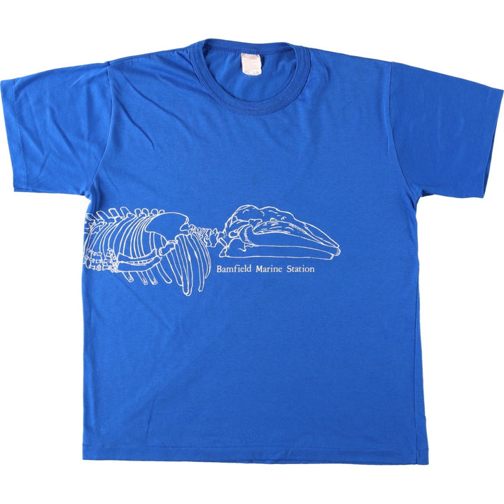 ~90'S Brightline Bamfield Marine Station Print T-Shirt, Made in Canada, Men's Size L polyester blue type Vintage Second Hand