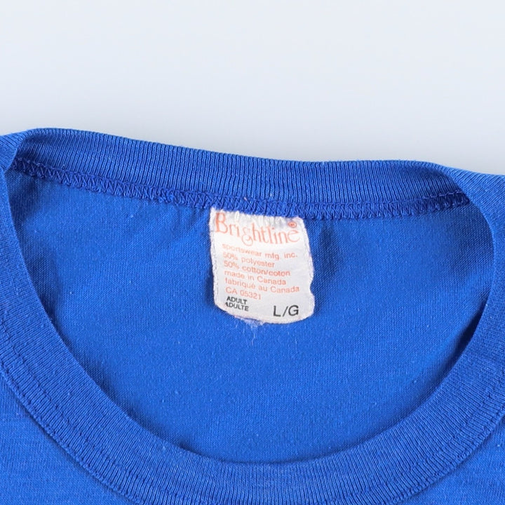 ~90'S Brightline Bamfield Marine Station Print T-Shirt, Made in Canada, Men's Size L polyester blue type Vintage Second Hand