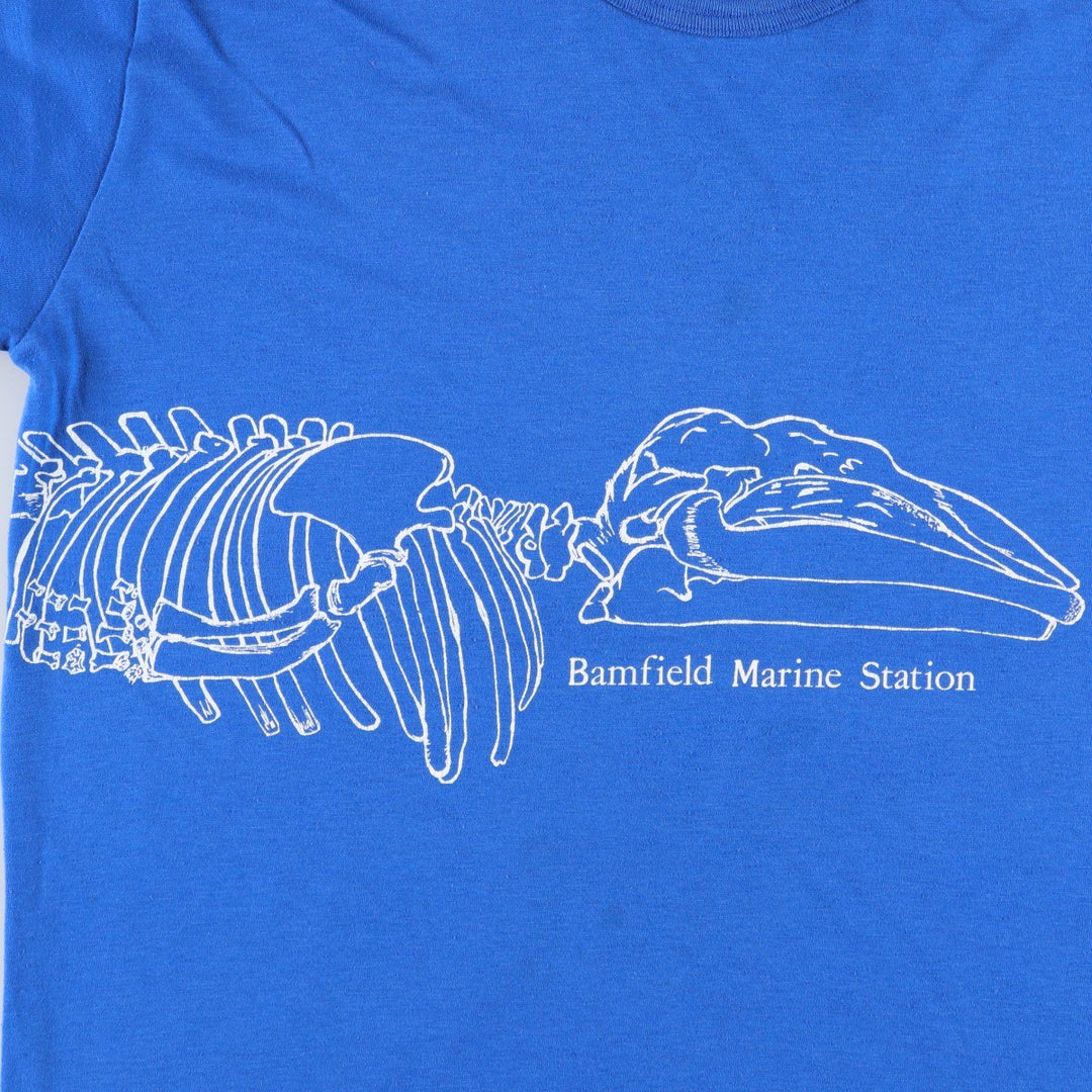 ~90'S Brightline Bamfield Marine Station Print T-Shirt, Made in Canada, Men's Size L polyester blue type Vintage Second Hand