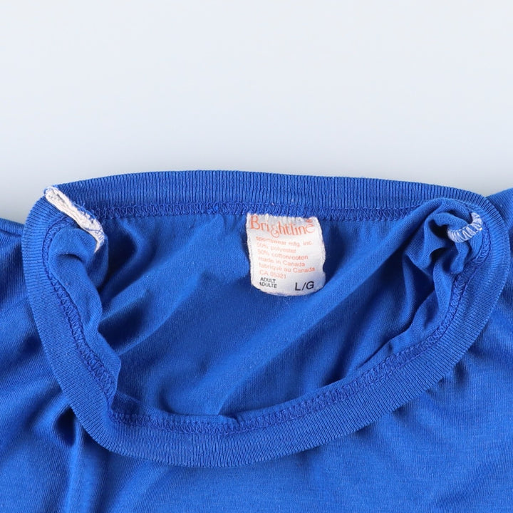 ~90'S Brightline Bamfield Marine Station Print T-Shirt, Made in Canada, Men's Size L polyester blue type Vintage Second Hand