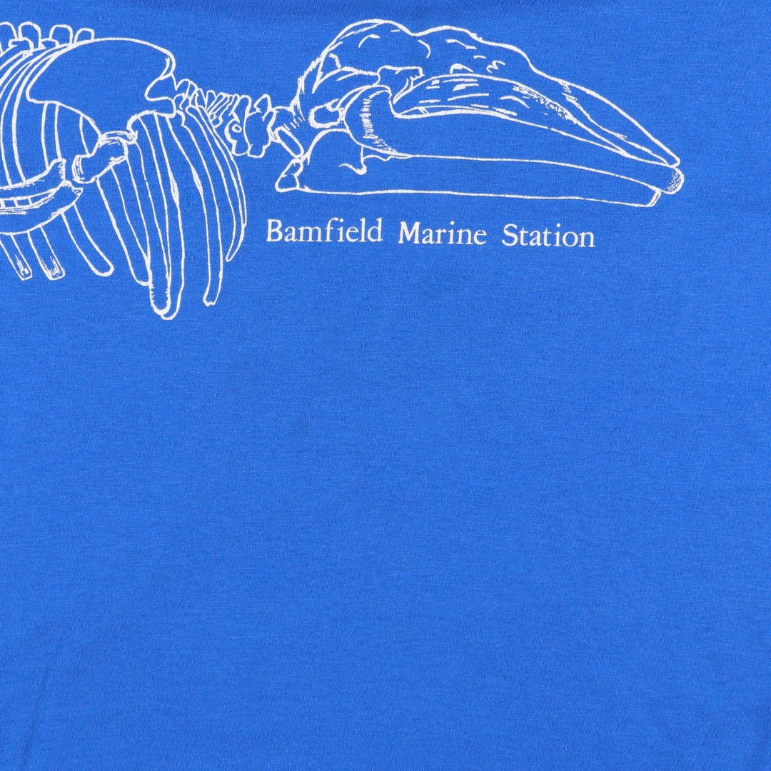 ~90'S Brightline Bamfield Marine Station Print T-Shirt, Made in Canada, Men's Size L polyester blue type Vintage Second Hand