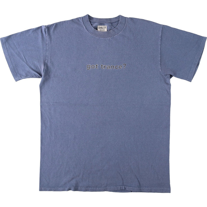 90'S ONEITA Print T-Shirt, Made in USA, Men's Size M (Equivalent), Vintage cotton navy blue type Vintage Second Hand
