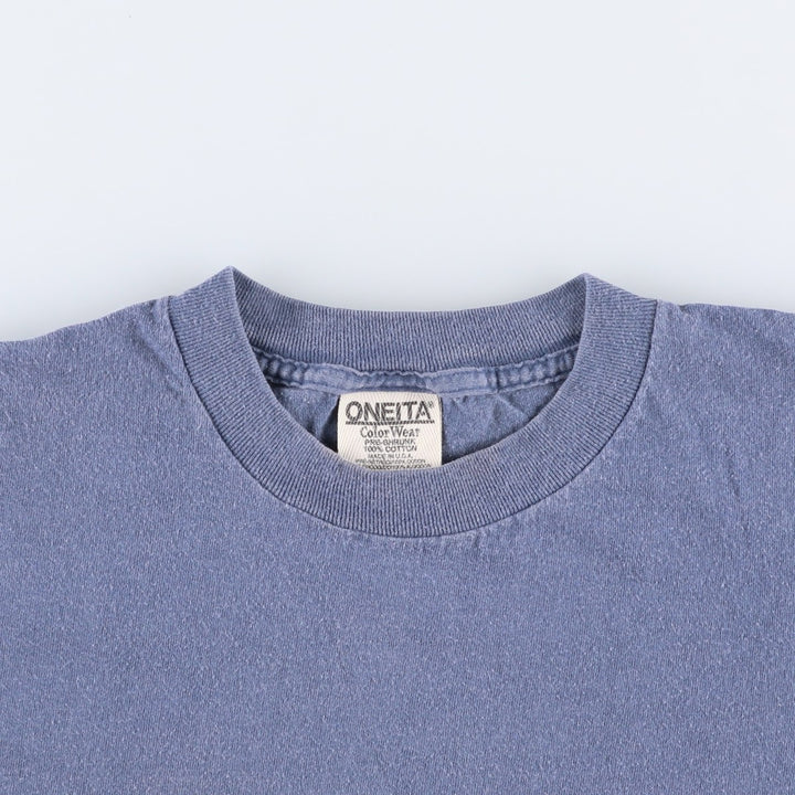 90'S ONEITA Print T-Shirt, Made in USA, Men's Size M (Equivalent), Vintage cotton navy blue type Vintage Second Hand