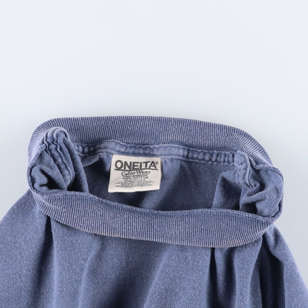 90'S ONEITA Print T-Shirt, Made in USA, Men's Size M (Equivalent), Vintage cotton navy blue type Vintage Second Hand