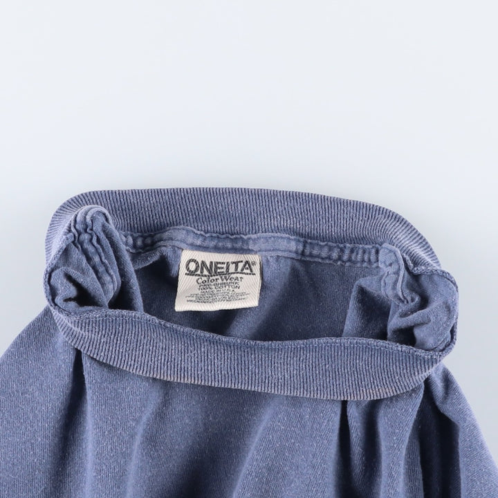 90'S ONEITA Print T-Shirt, Made in USA, Men's Size M (Equivalent), Vintage cotton navy blue type Vintage Second Hand