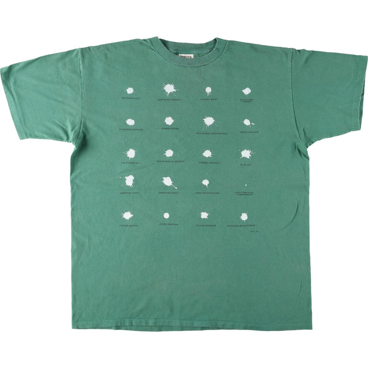 90'S ONEITA Bird Droppings Print T-Shirt, Made in USA, Men's XL equivalent, Vintage cotton green type Vintage Second Hand