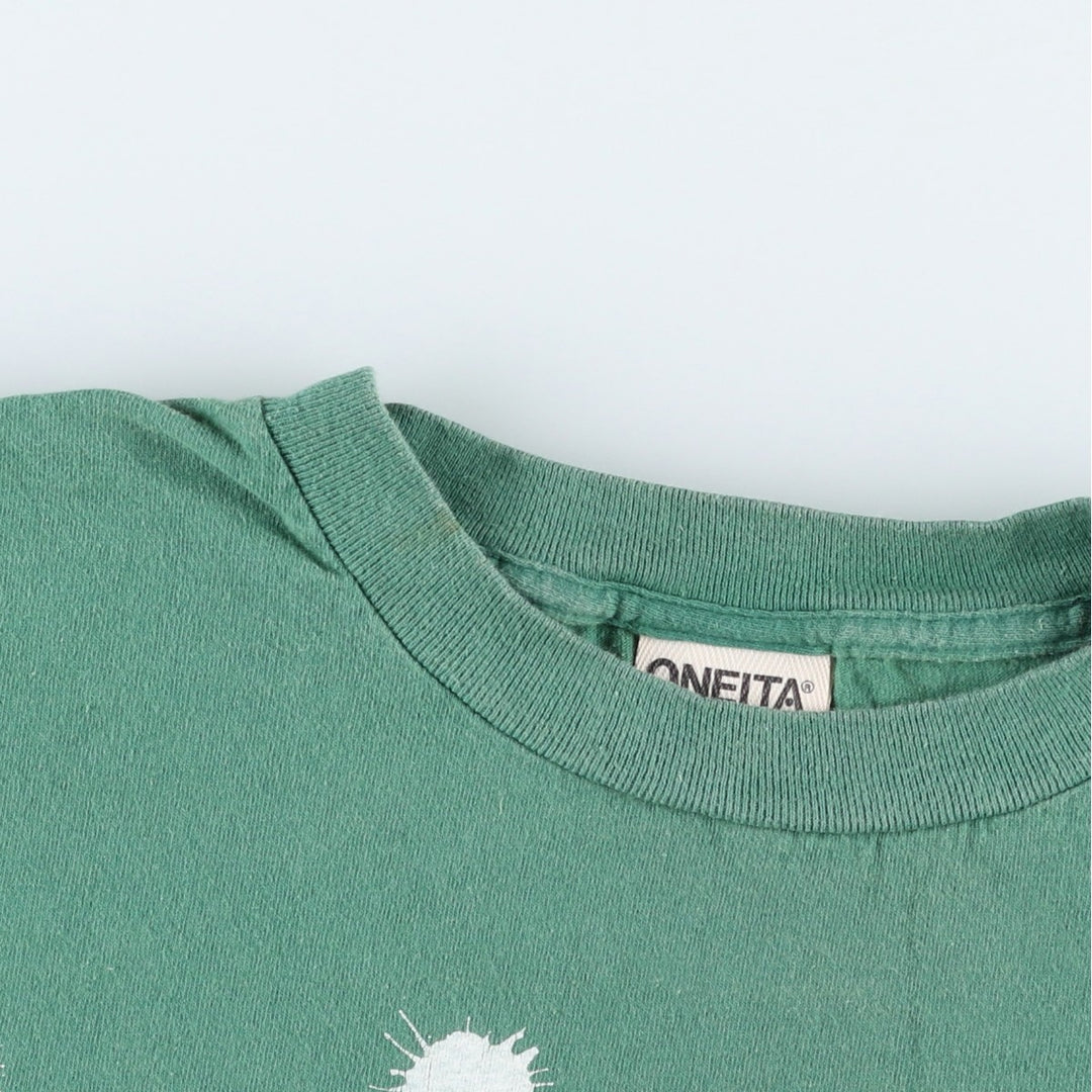 90'S ONEITA Bird Droppings Print T-Shirt, Made in USA, Men's XL equivalent, Vintage cotton green type Vintage Second Hand