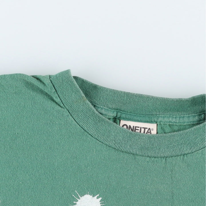 90'S ONEITA Bird Droppings Print T-Shirt, Made in USA, Men's XL equivalent, Vintage cotton green type Vintage Second Hand