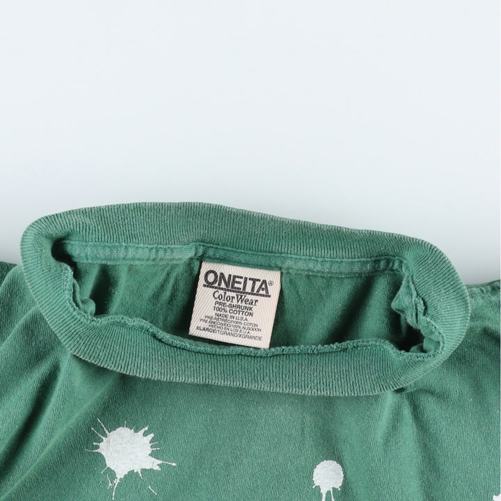 90'S ONEITA Bird Droppings Print T-Shirt, Made in USA, Men's XL equivalent, Vintage cotton green type Vintage Second Hand