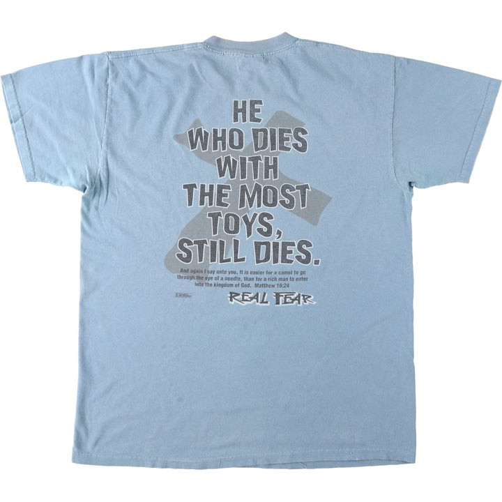 90s-00'S Delta print T-shirt, made in USA, men's size M (approx.) cotton Blue type light blue Vintage Second Hand