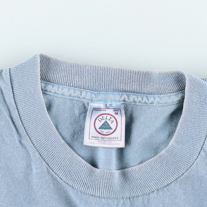 90s-00'S Delta print T-shirt, made in USA, men's size M (approx.) cotton Blue type light blue Vintage Second Hand