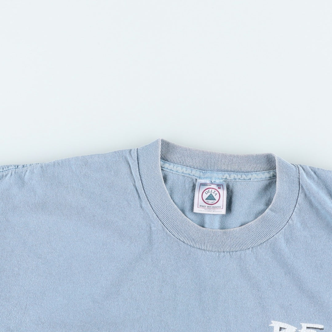 90s-00'S Delta print T-shirt, made in USA, men's size M (approx.) cotton Blue type light blue Vintage Second Hand