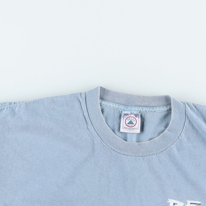 90s-00'S Delta print T-shirt, made in USA, men's size M (approx.) cotton Blue type light blue Vintage Second Hand