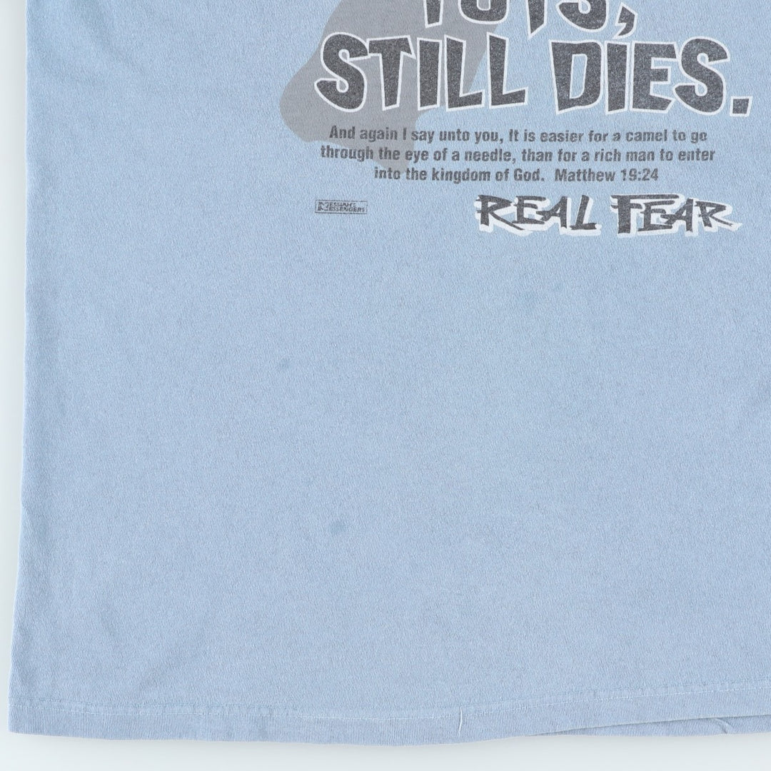 90s-00'S Delta print T-shirt, made in USA, men's size M (approx.) cotton Blue type light blue Vintage Second Hand
