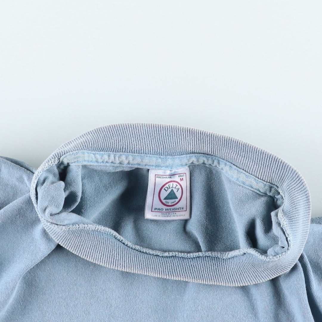90s-00'S Delta print T-shirt, made in USA, men's size M (approx.) cotton Blue type light blue Vintage Second Hand