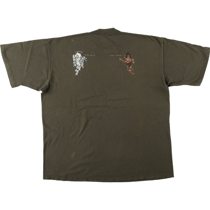 Printed T-shirt, Men's XL equivalent, Vintage unclear Khaki type Vintage Second Hand