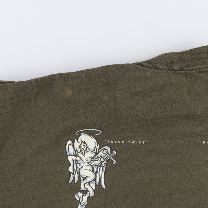 Printed T-shirt, Men's XL equivalent, Vintage unclear Khaki type Vintage Second Hand