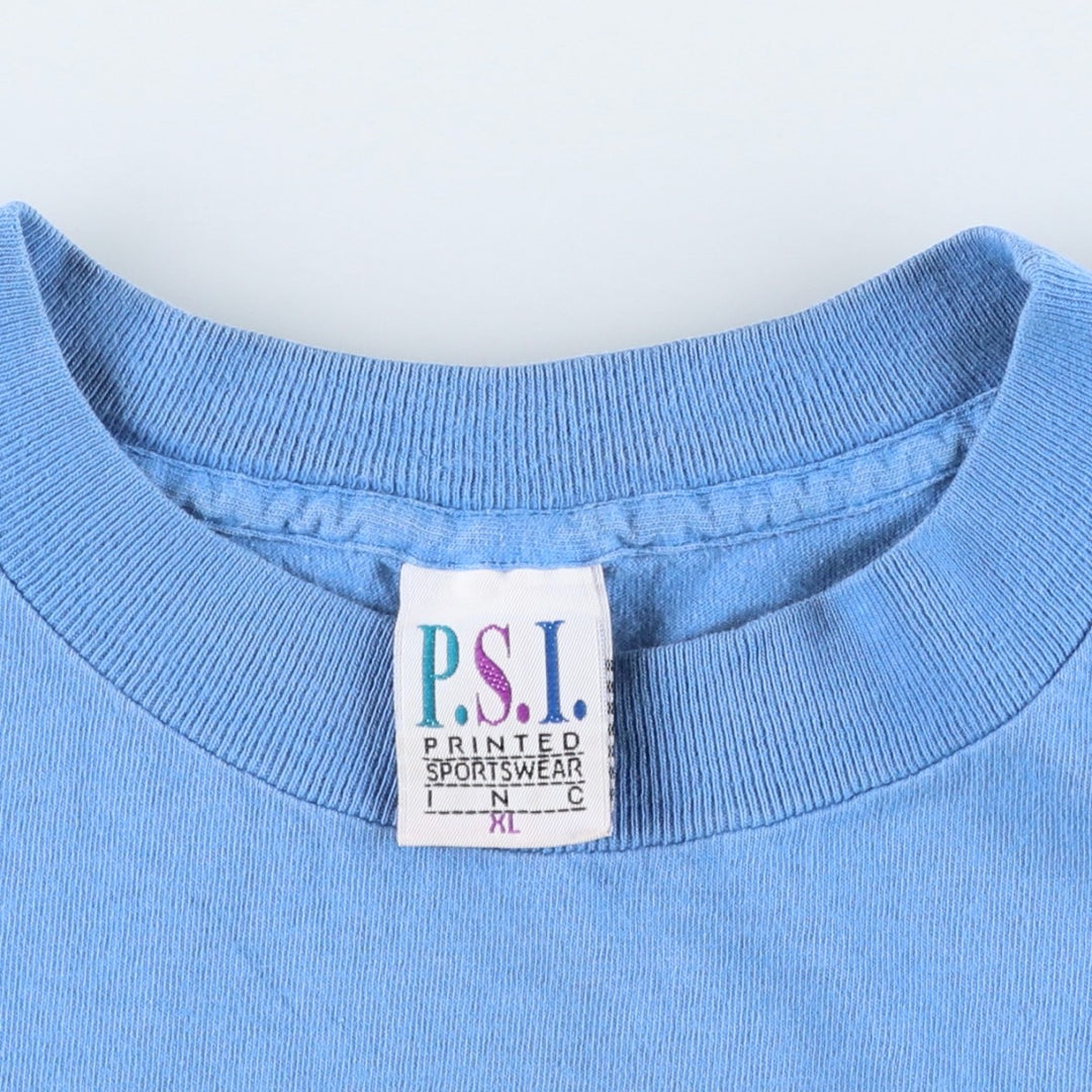 PSI Floral Print T-Shirt, Made in USA, Men's Size XL cotton Blue type light blue Vintage Second Hand