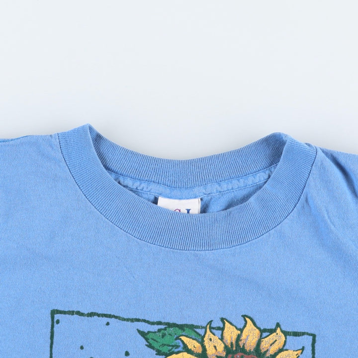 PSI Floral Print T-Shirt, Made in USA, Men's Size XL cotton Blue type light blue Vintage Second Hand