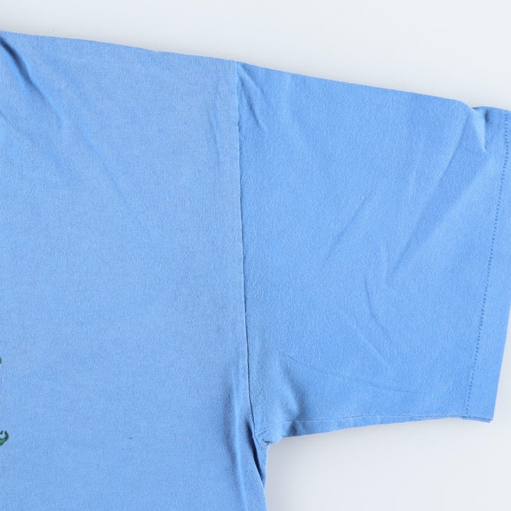 PSI Floral Print T-Shirt, Made in USA, Men's Size XL cotton Blue type light blue Vintage Second Hand
