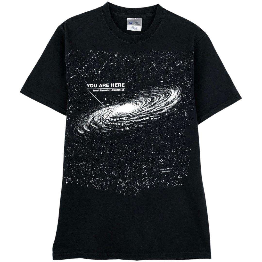 PORT and COMPANY Printed T-shirt, Men's M size cotton black type Vintage Second Hand