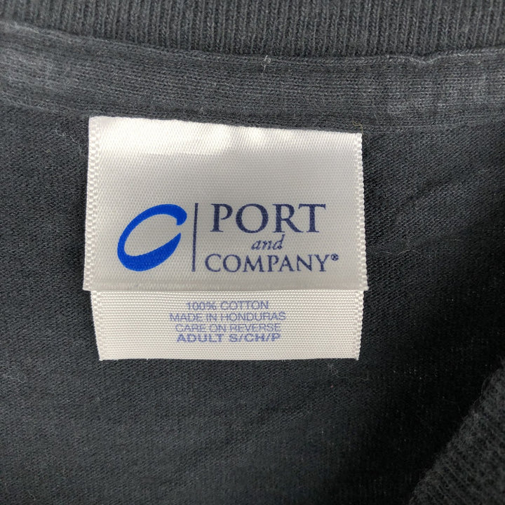 PORT and COMPANY Printed T-shirt, Men's M size cotton black type Vintage Second Hand